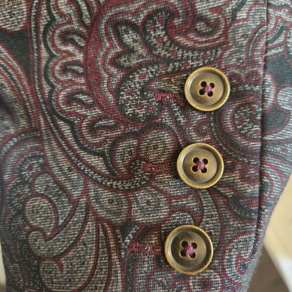 TALLIA Men's Paisley Burgundy and Gray Sports Coat Blazer Size Large - Picture 6 of 7